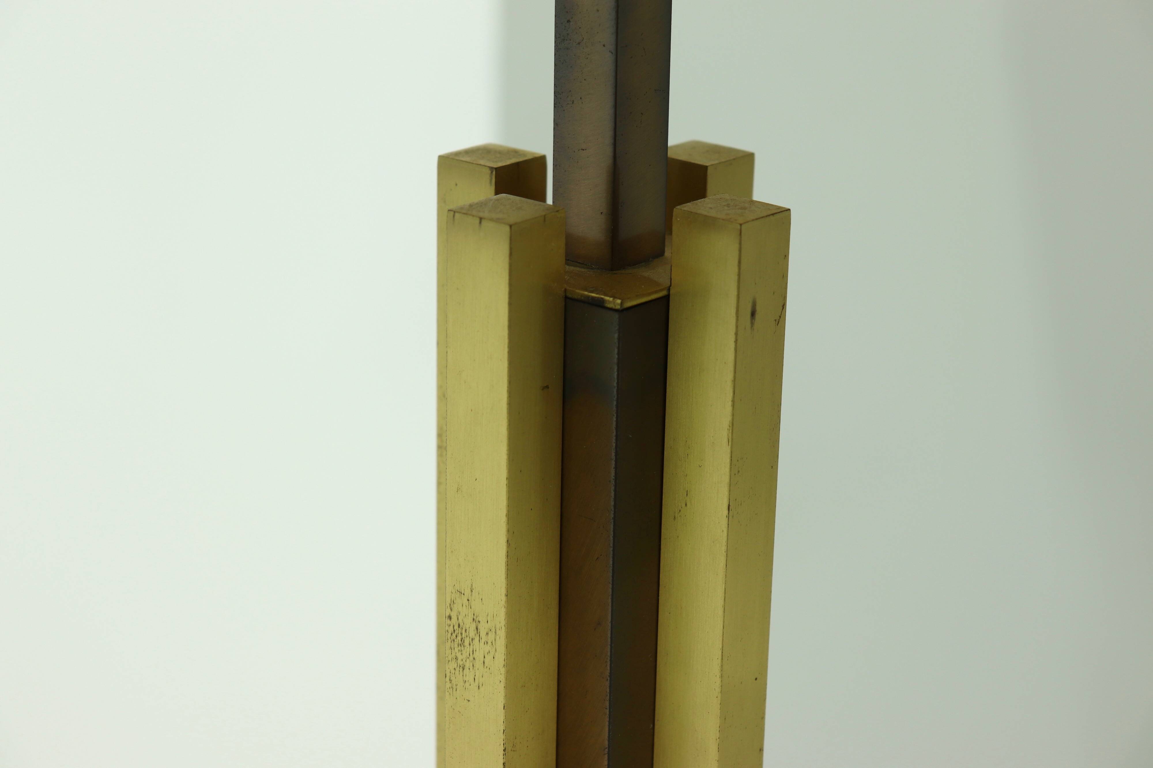 Mid Century Brass and Copper Table Lamp 1970s