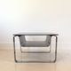End of sofa, stainless steel magazine rack and mirror glass, France 70s