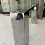 Table basse vintage moderniste en verre et chrome