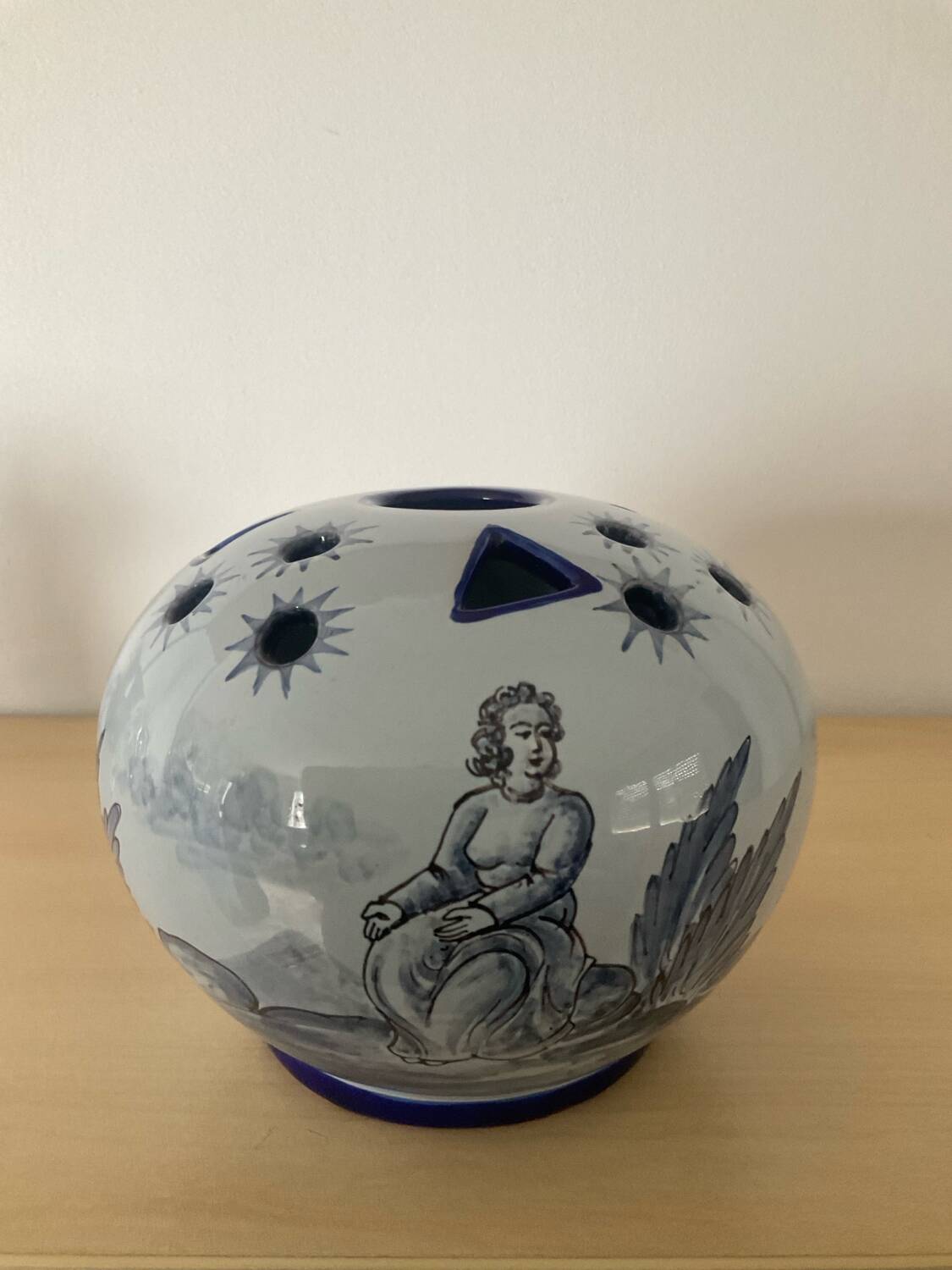 Vintage Nevers earthenware flower vase