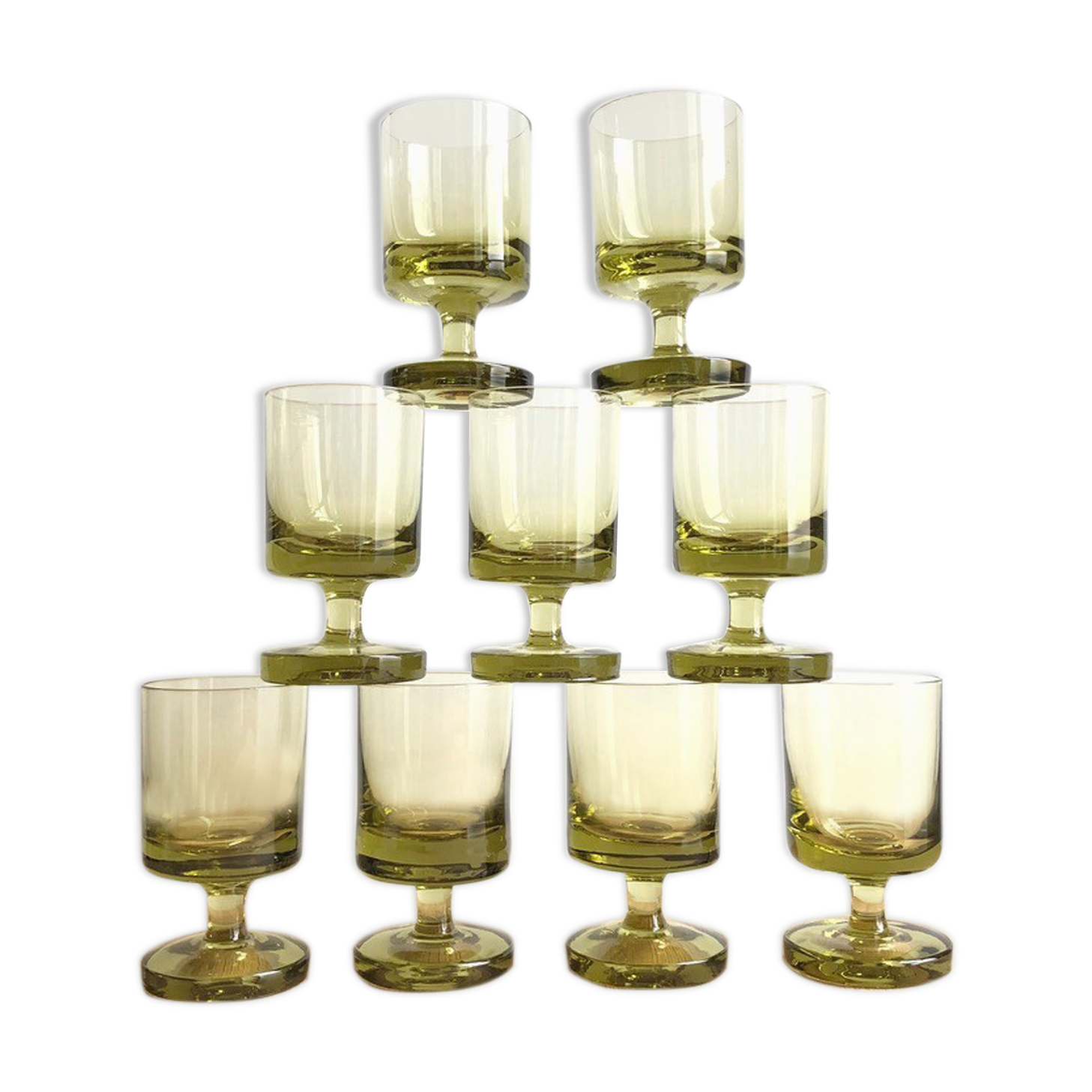 9 blown vintage glasses