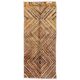 Vintage Hand-Knotted Tulu Runner Rug with Geometric Diamond Design in Brown, Orange and Earthy Tones, 100% Wool