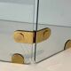 Three-Panel Folding Fire Screen with Clear Glass and Brass Hinges Ova