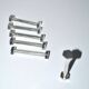 Set of 6 modernist industrial design silver metal nut and bolt knife rests