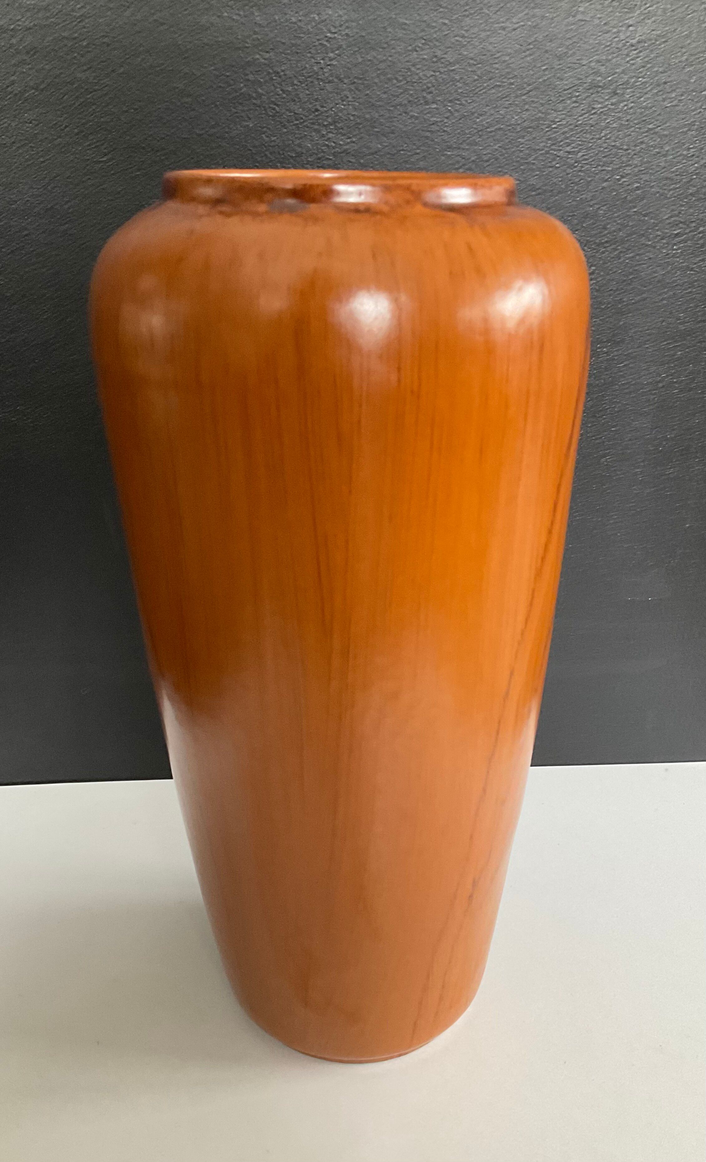 Vase vintage en céramique décor bois
