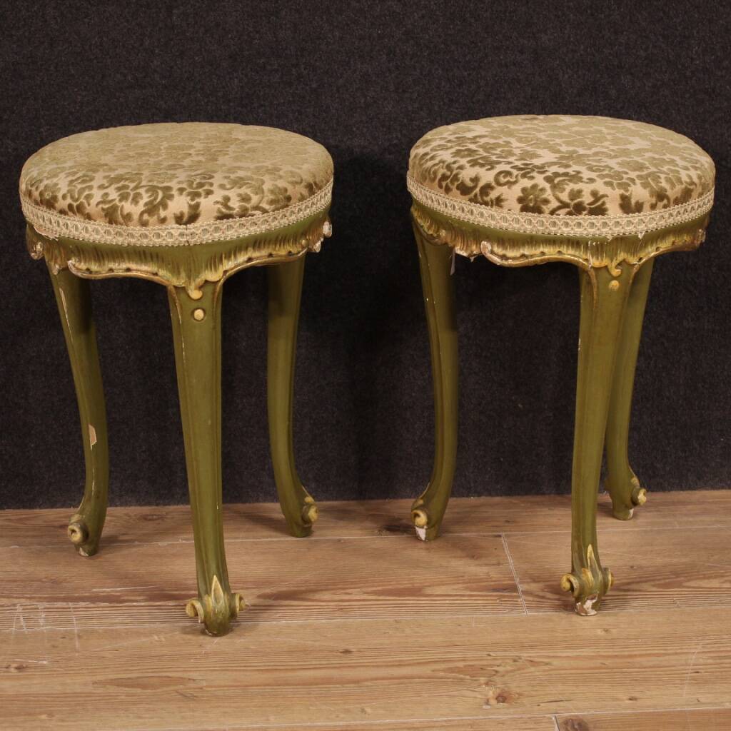 Pair of Venetian lacquered stools from the 20th century