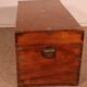 19th-century camphor wood marine chest with double locks and tray in