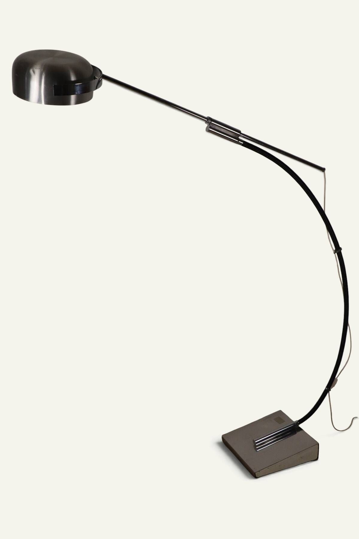 Vintage arc floor lamp with a chrome metal balance, 1970.