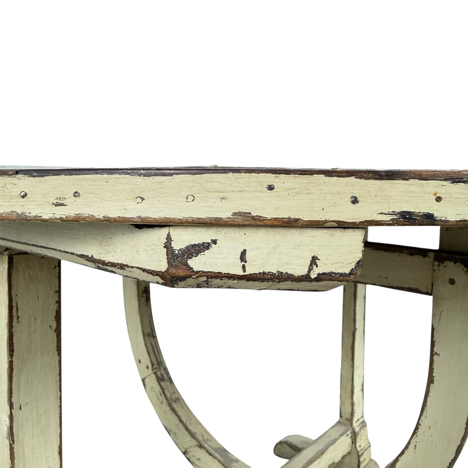 Table à vin pliante antique française avec plateau en métal – Table d'appoint bistro rustique