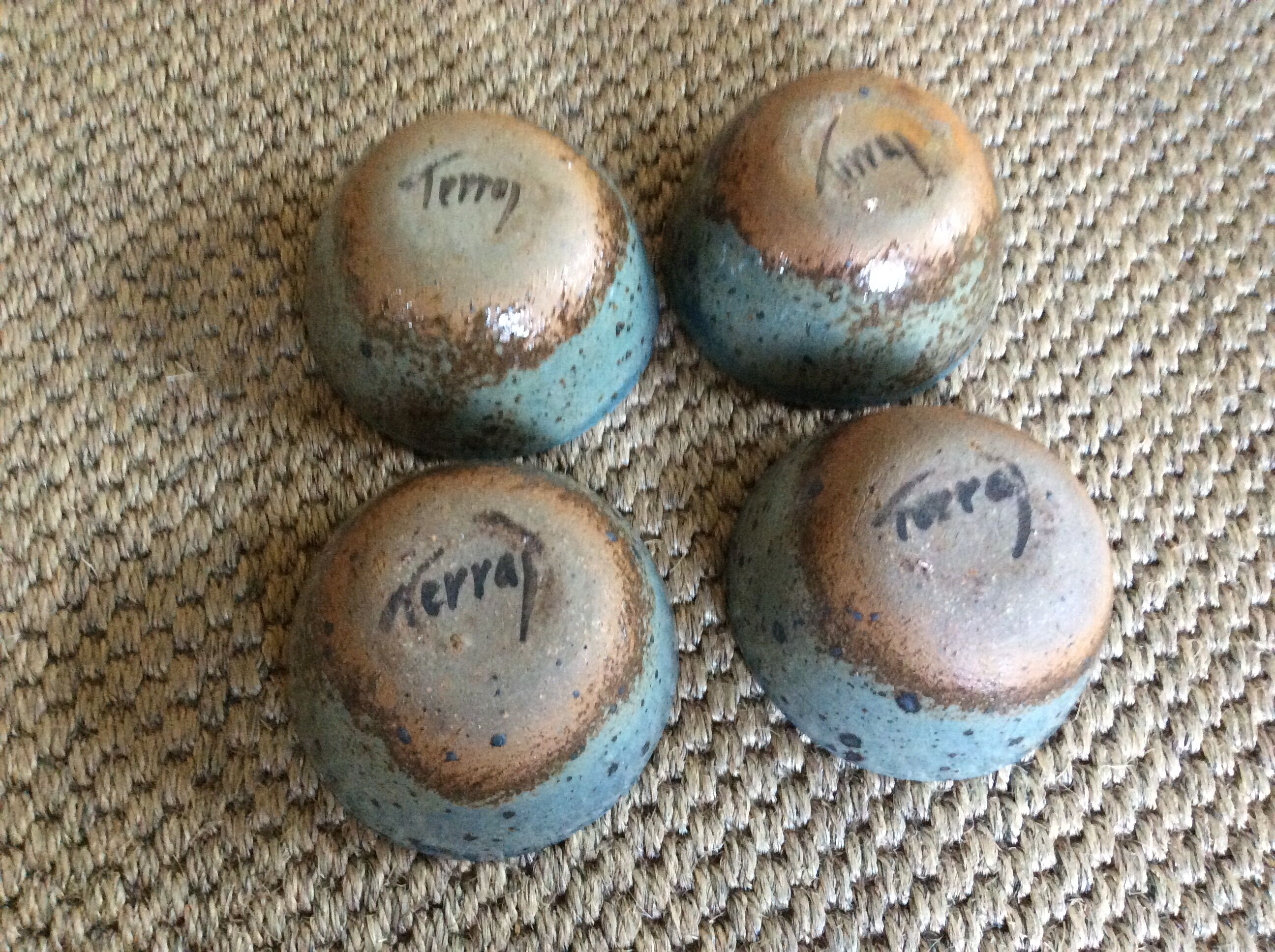 Series of 4 sandstone bowls