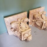 Early 20th Century French Plaster Wall Consoles In A Church Architectural Style