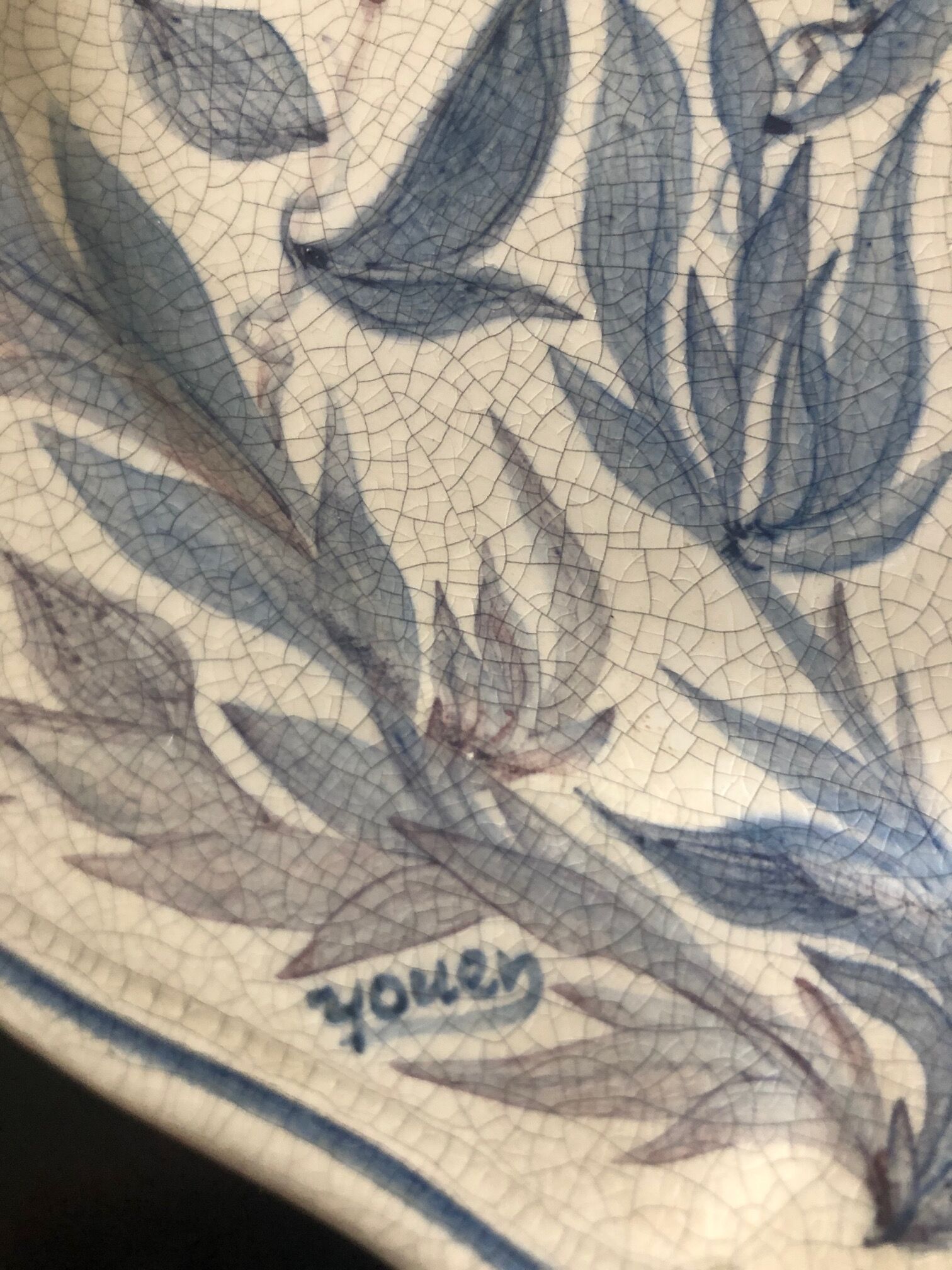 Plate in faience of quimper signed youen