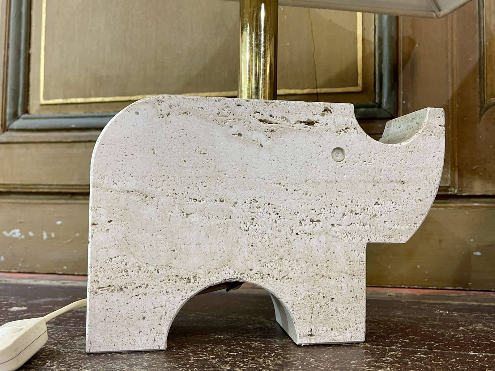 Pair of Italian travertine lamps by Fratelli Mannelli