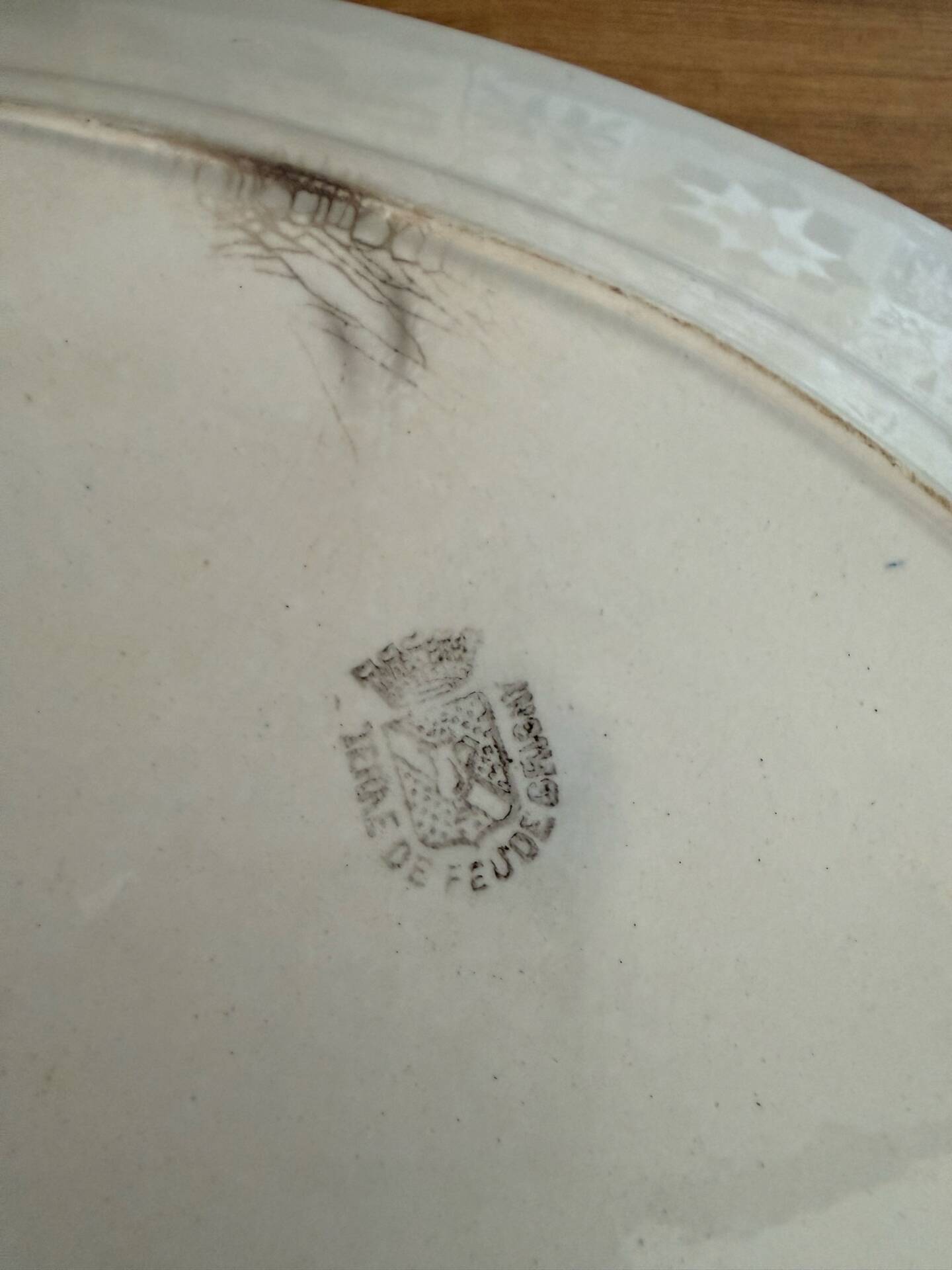 Old earthenware plate from Grigny – blue floral decoration