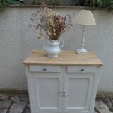 Vintage Parisian buffet re-enchanted in pearl grey, wooden top.