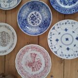 Set of 7 mismatched plates