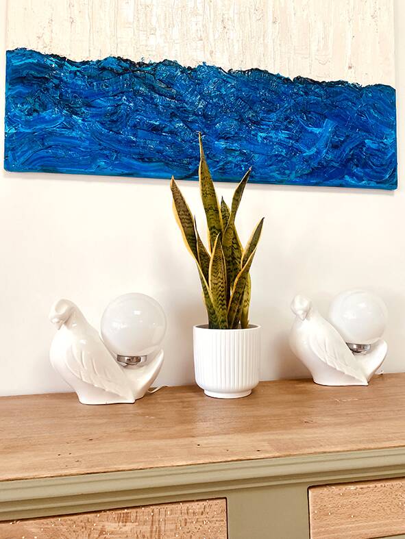 Bird lamp "dove" in white ceramic, 1970