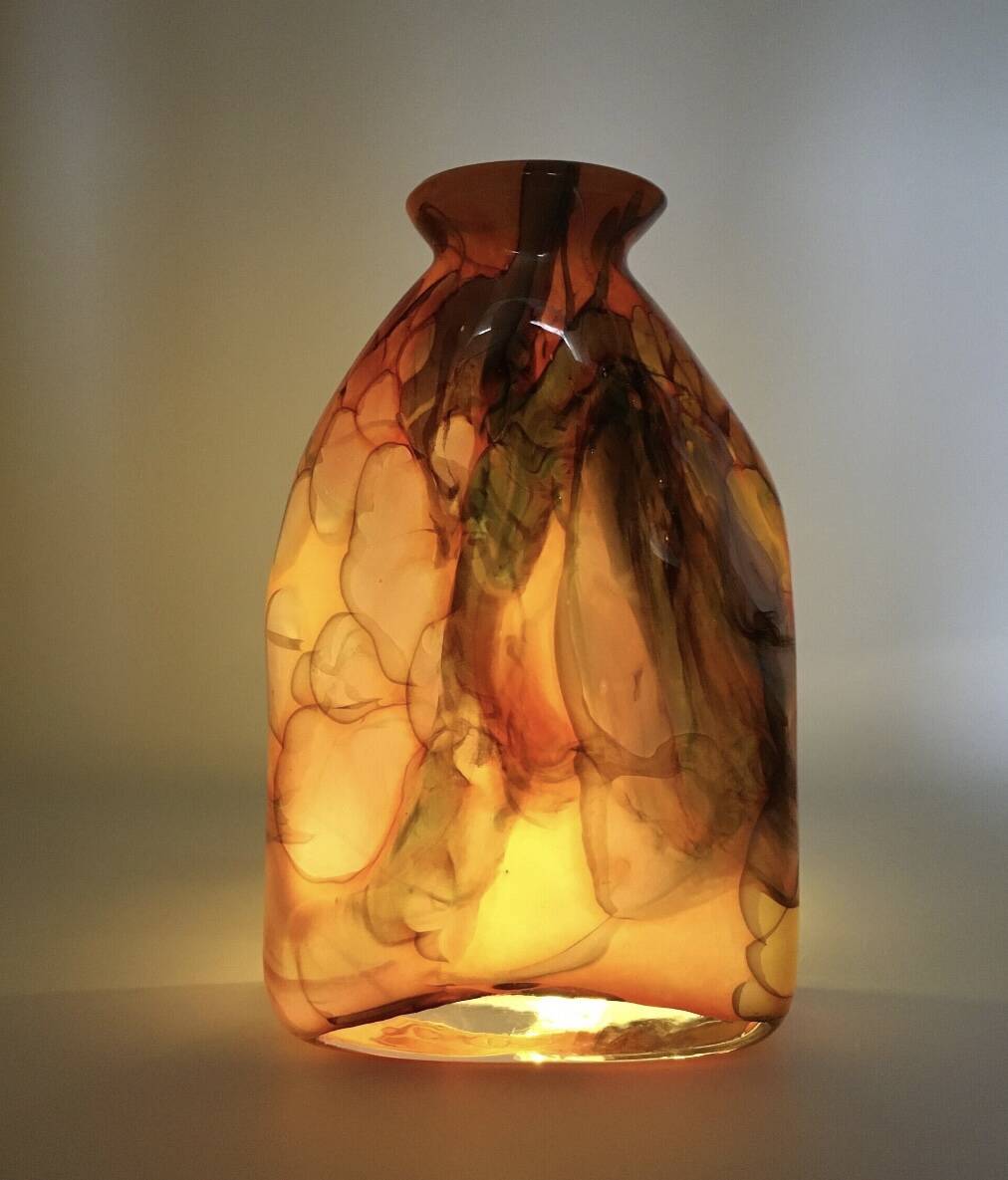 Daniel baroy blown glass vase, signed