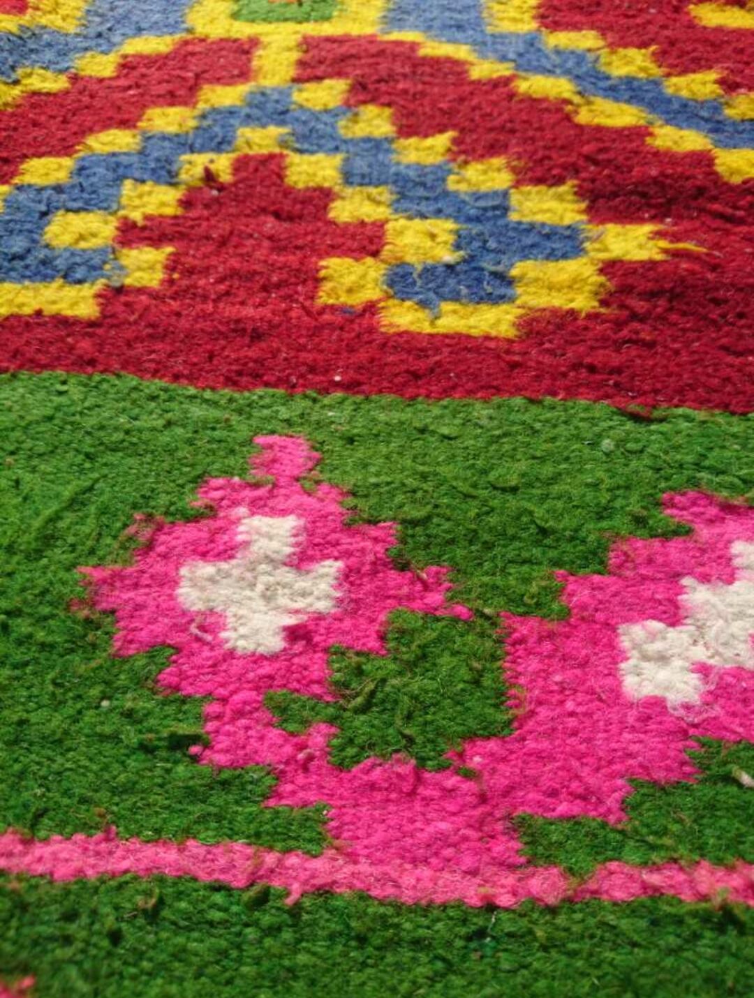 Red kilim rug in pure wool handmade 195x340cm
