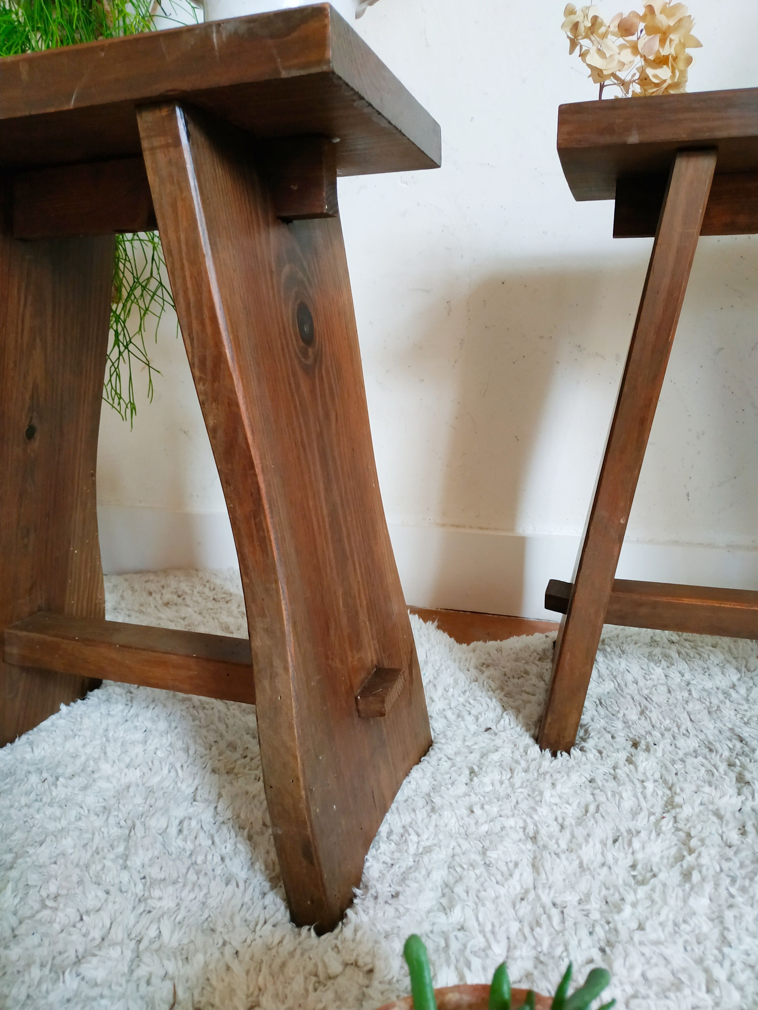 Pair of old wooden stools