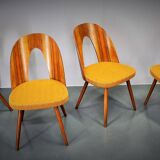 1960s Antonin Suman set of four dining chairs in walnut finish, Czechoslovakia