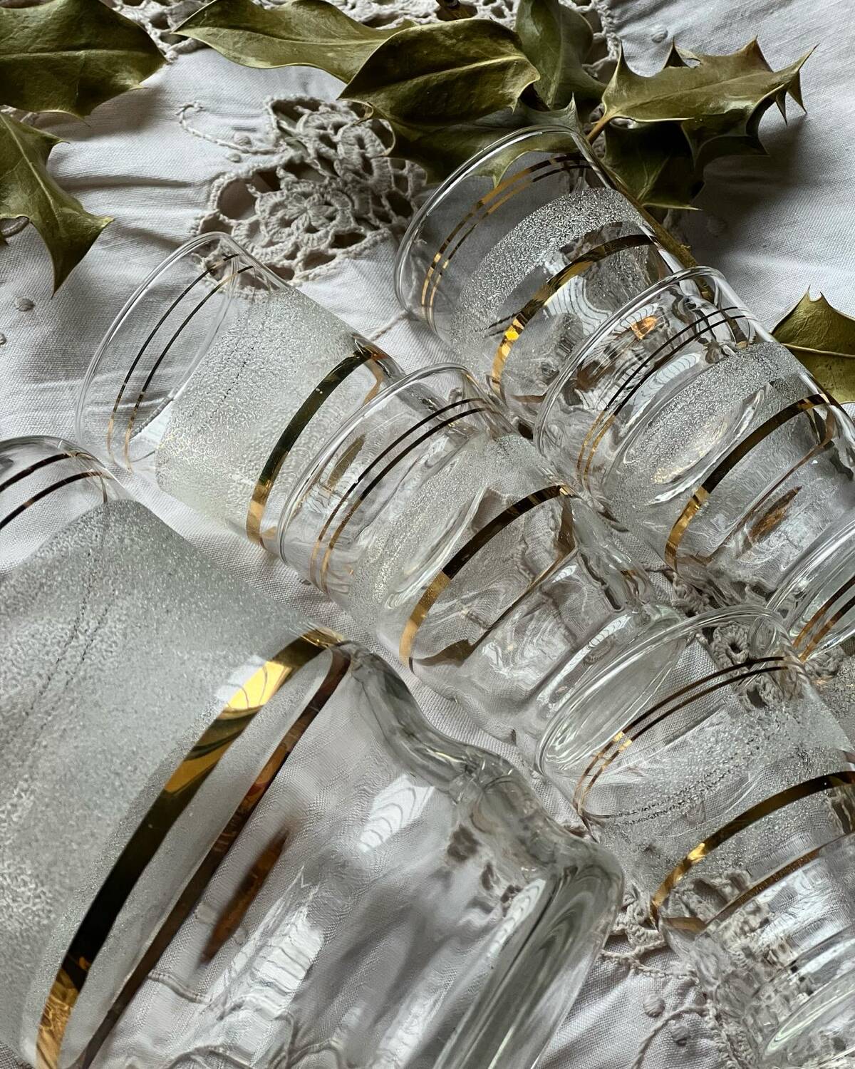 1950 liqueur service in sandblasted granite glass