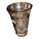 Large brown Art Deco vase with cut facets.