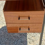 Desk of the 60s in mahogany base metal tubes 2 drawers