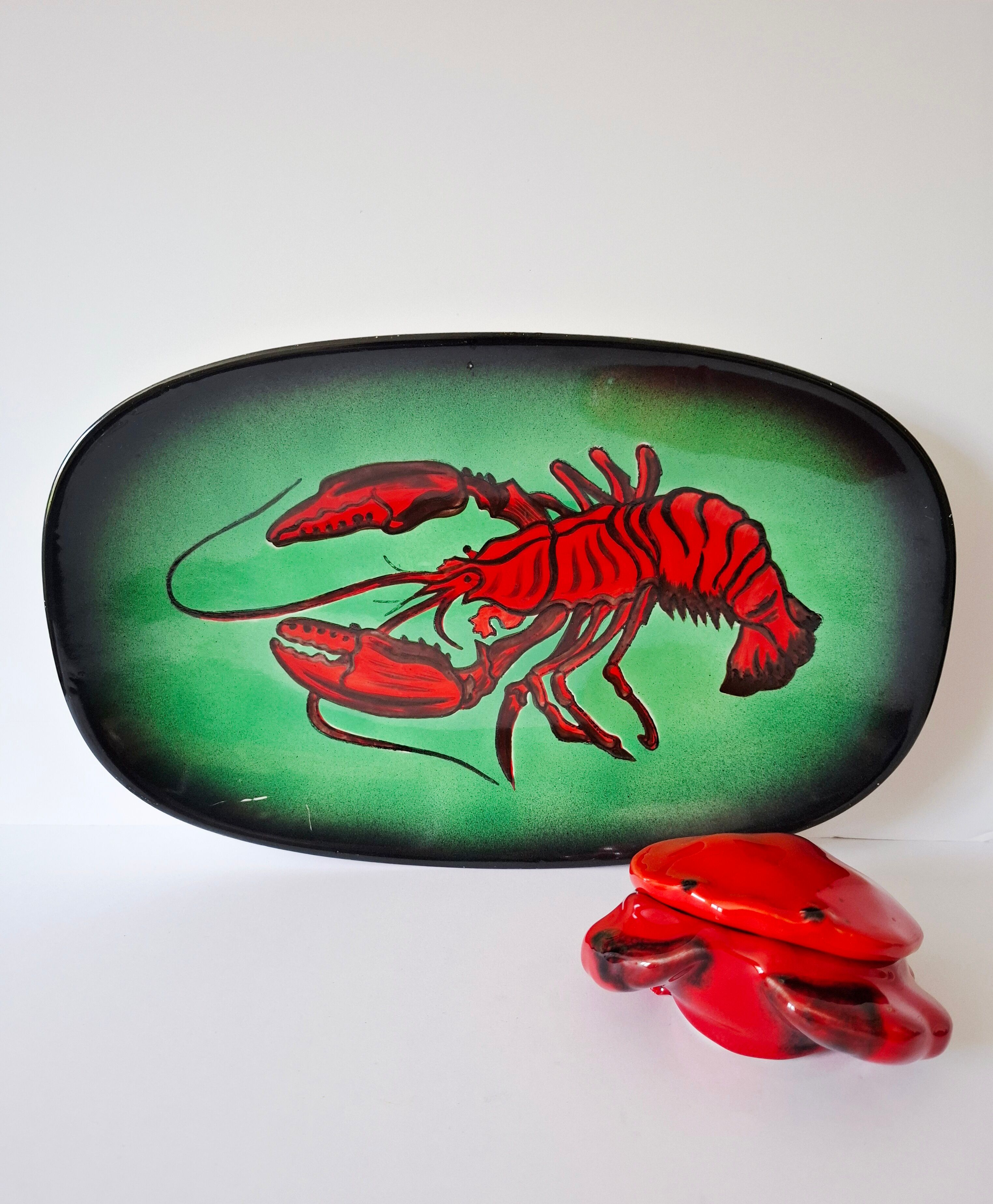 Plat céramique "homard" vintage