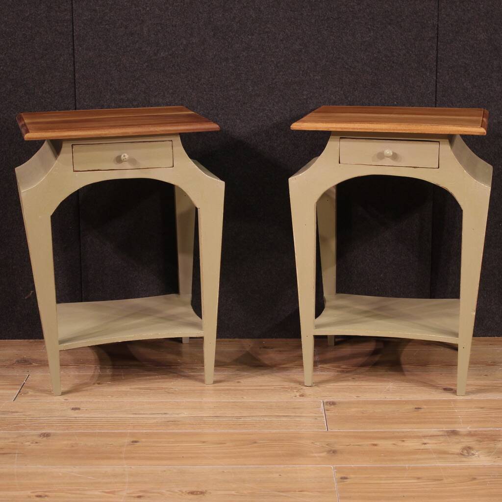 Pair of painted design bedside tables from the 80s
