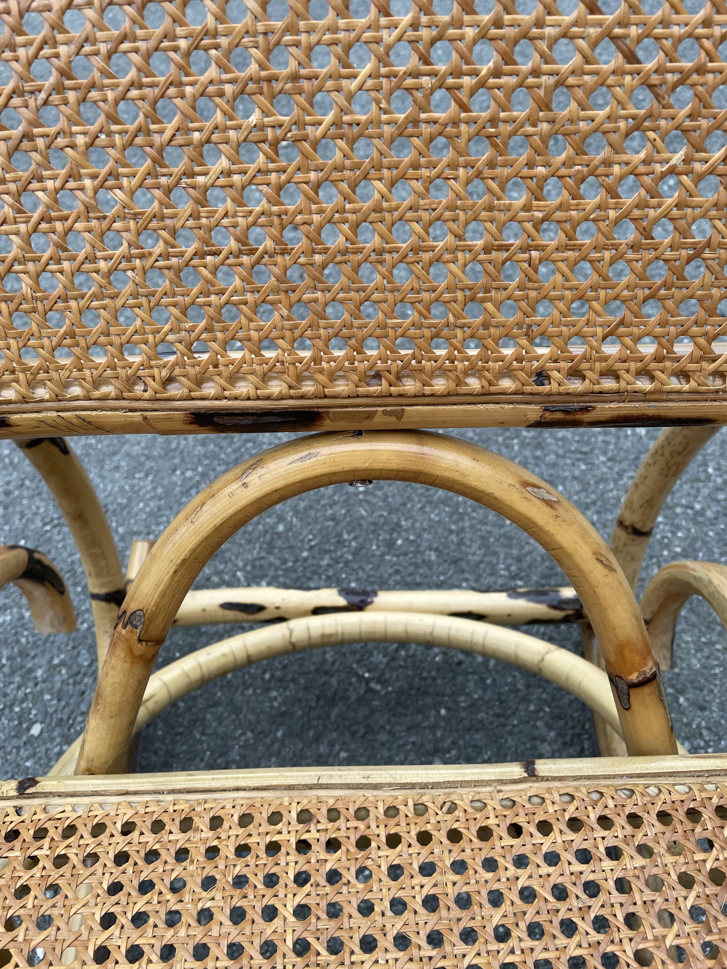 Rattan and cane rocking chair