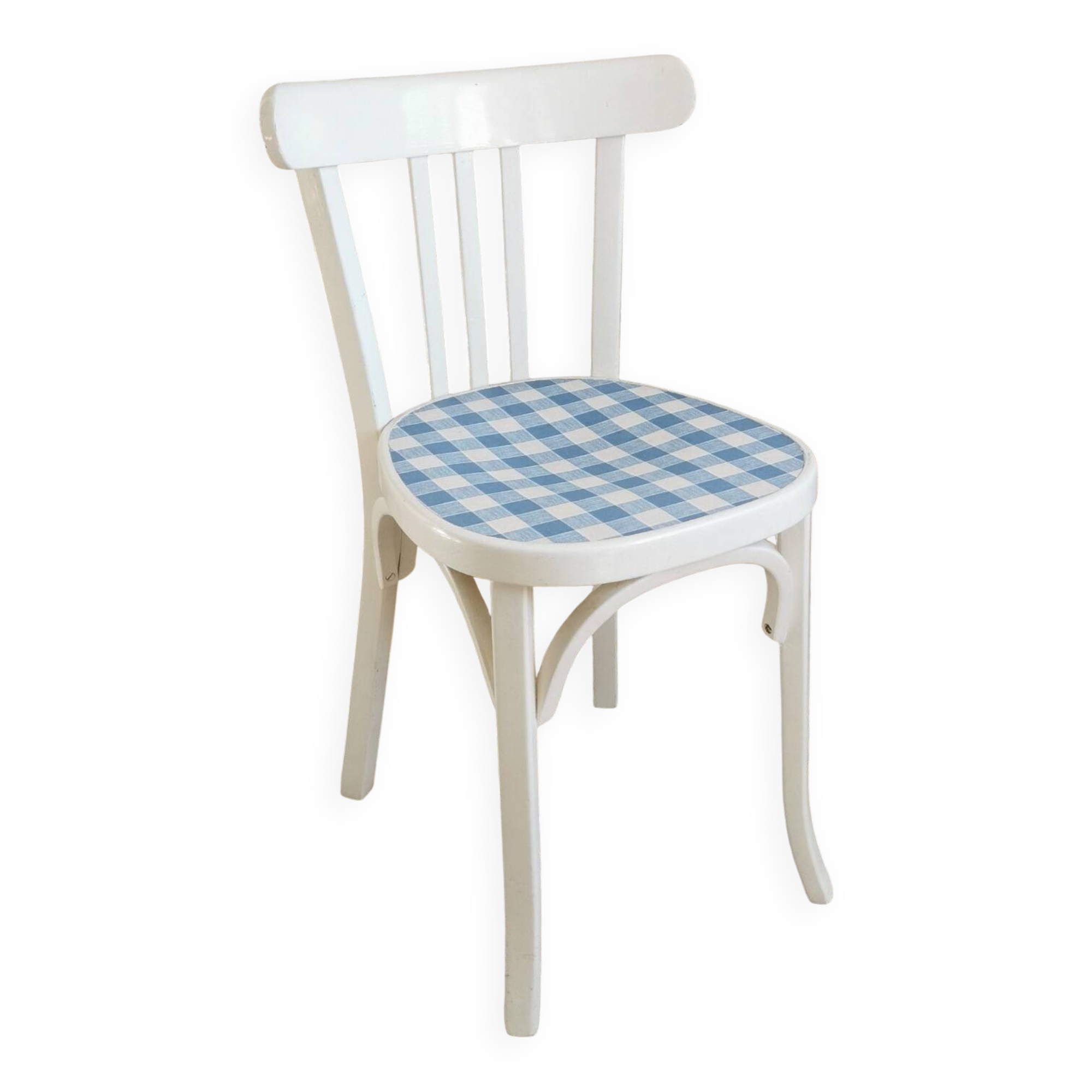 Baumann vintage bistro chair in white and blue gingham