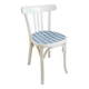 Chaise bistrot vintage Baumann blanche et vichy bleu
