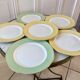 Set of 4 flat plates Saint-Amand pastel yellow and almond green 60s