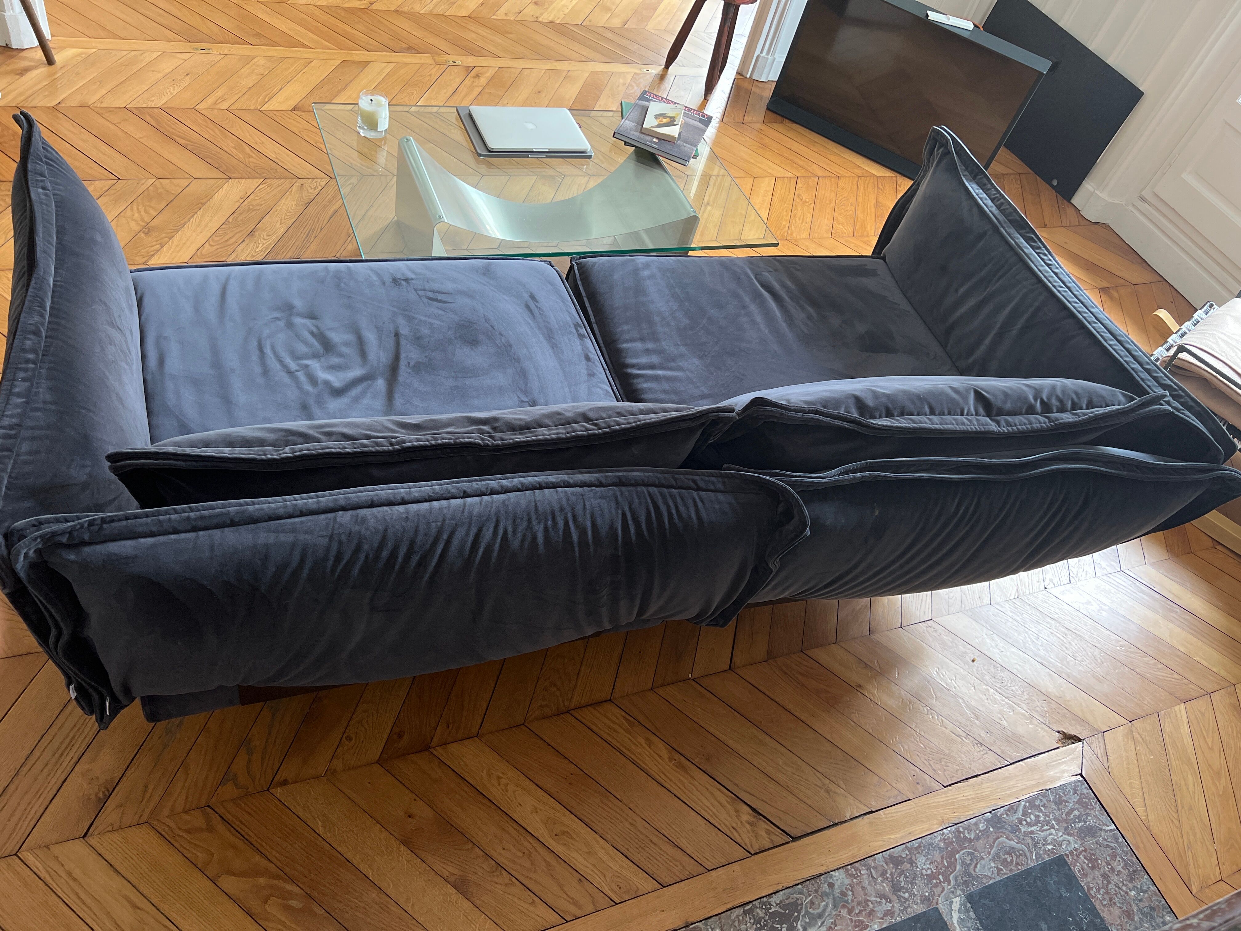 2 seater sofa Dark Blue Velvet - HANDVÄRK