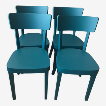 Serie de 4 chaises bistrot bleu canard