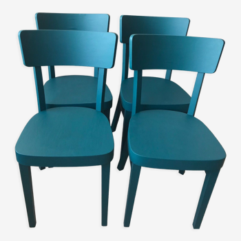 Series of 4 chairs bistrot bleu canard