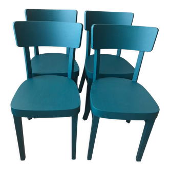 Series of 4 chairs bistrot bleu canard