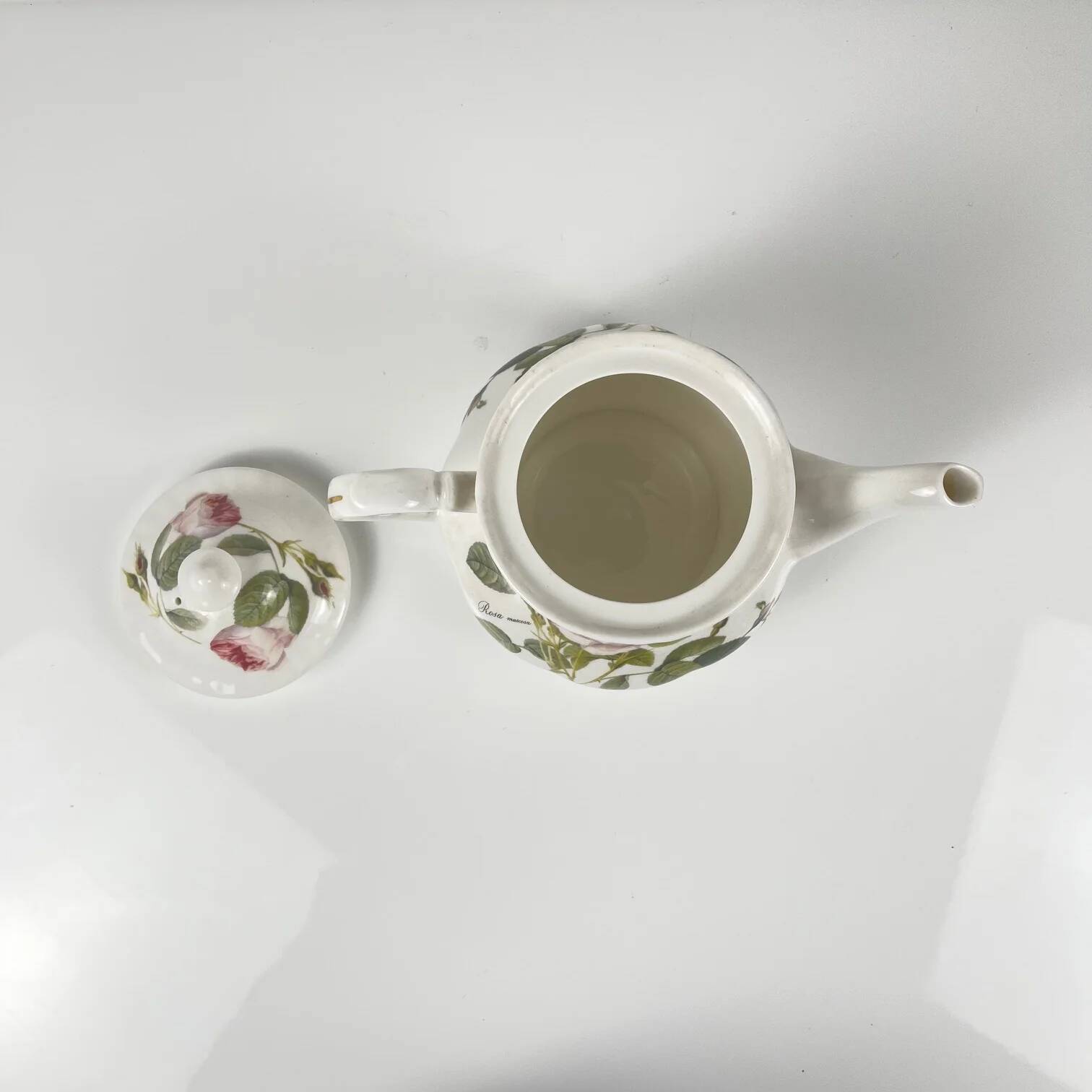 Redouté rose teapot, Roy Kirkham, England, 1996