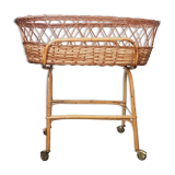 Couffin on foot in vintage rattan 50s