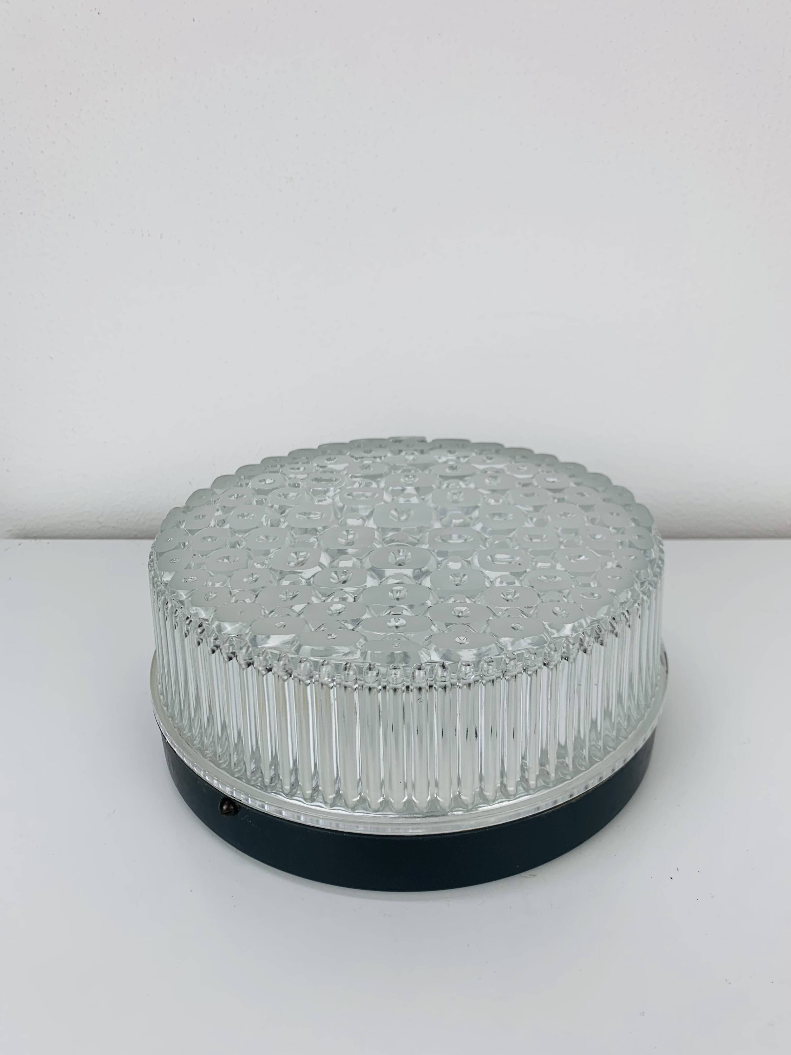 Round molded glass wall light from the 50s, ceiling light