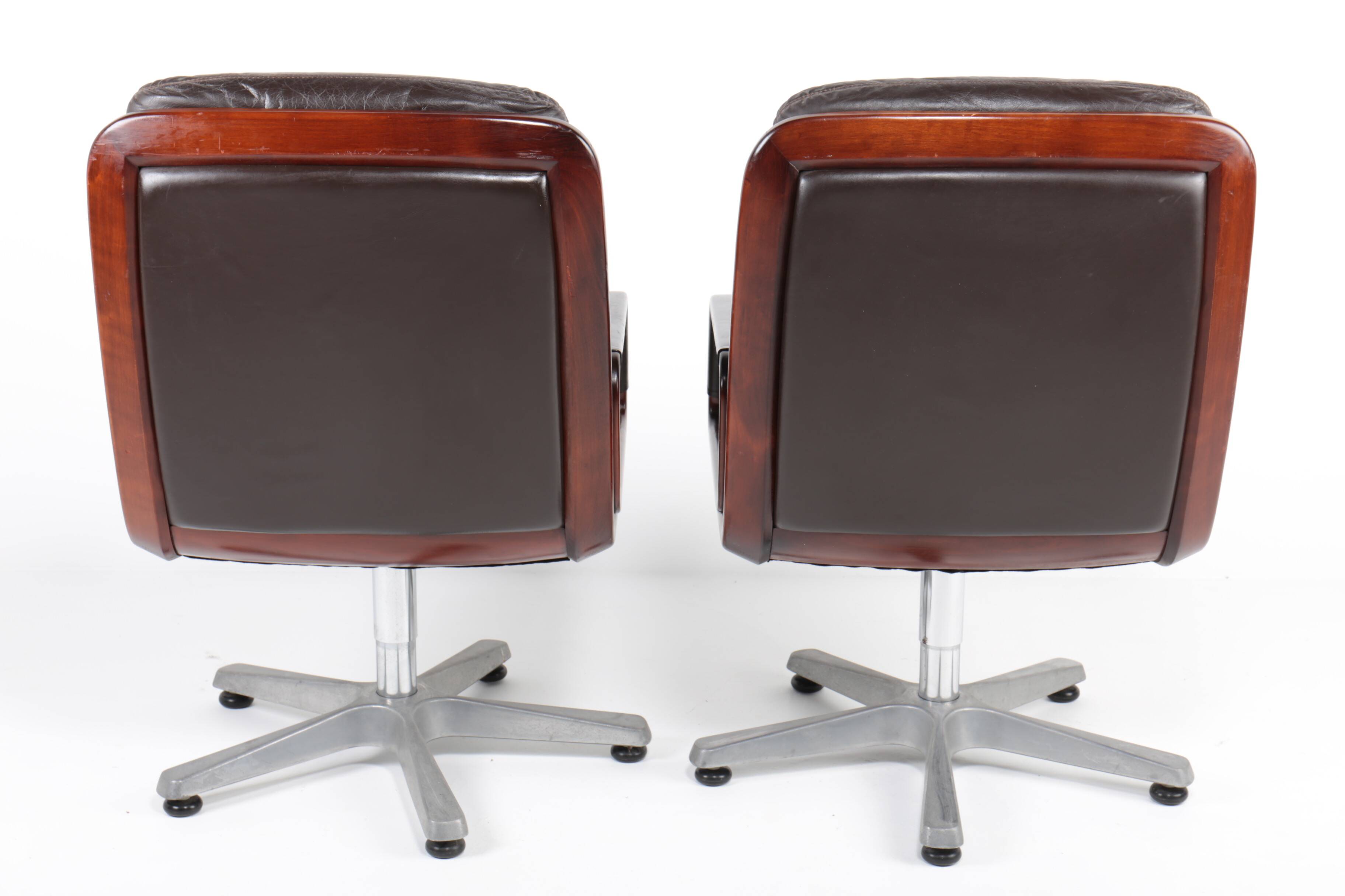 Pair of leather visitor armchairs by Eugen Schmidt