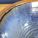 Large blue-brown glazed stoneware bowl signed, diameter 25cm