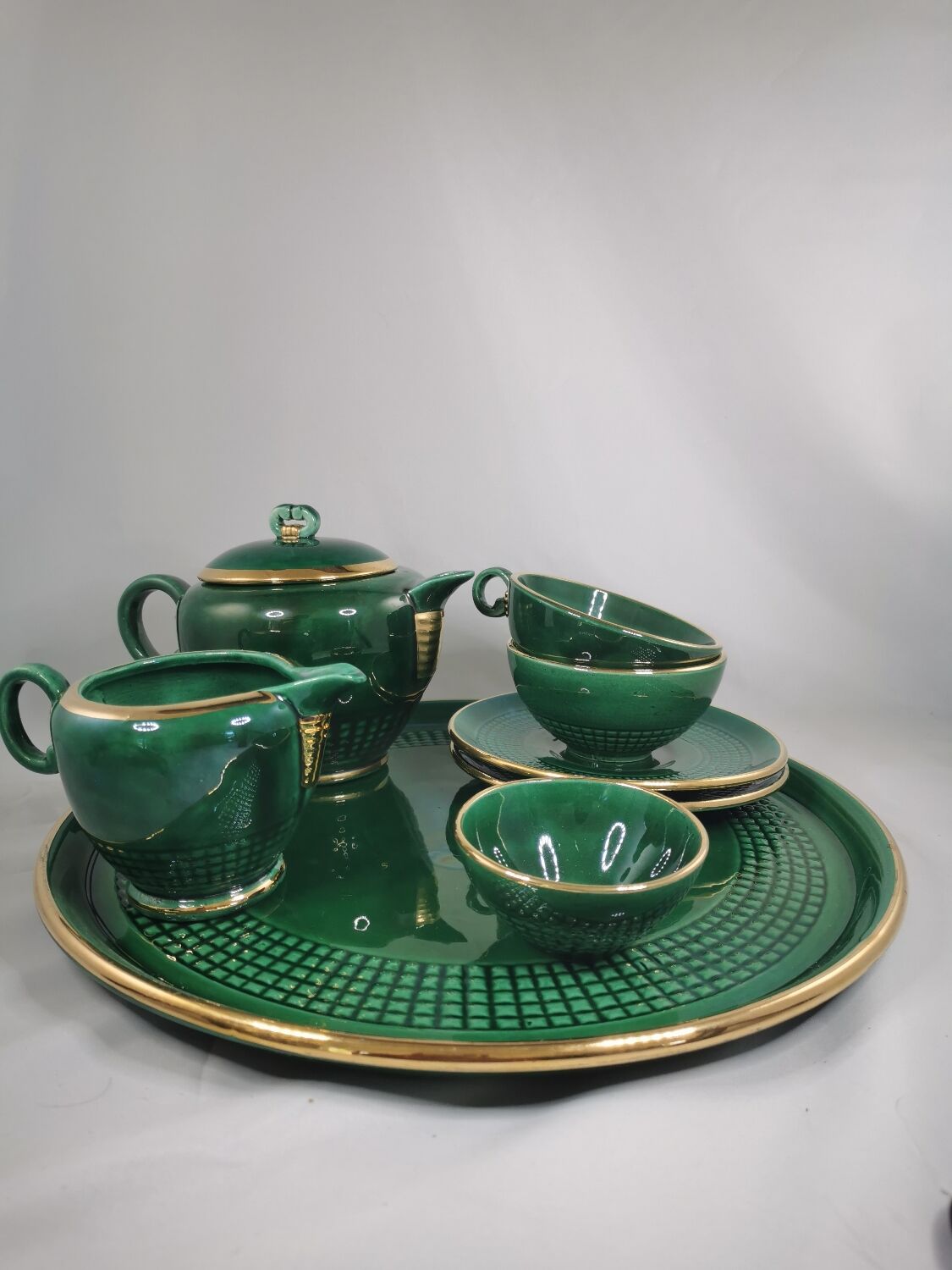 Service à thé DUO, Saint Clément, Vintage, vert