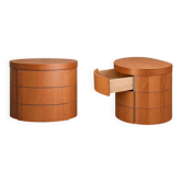 2 tables de nuit en bois de cerisier / tables de chevet / 3 tiroirs / années 1990