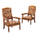 Antique walnut, maple, and fabric armchairs, Italy, late 19th century.