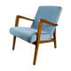 Vintage blue grey velvet lounge chair, 1970s