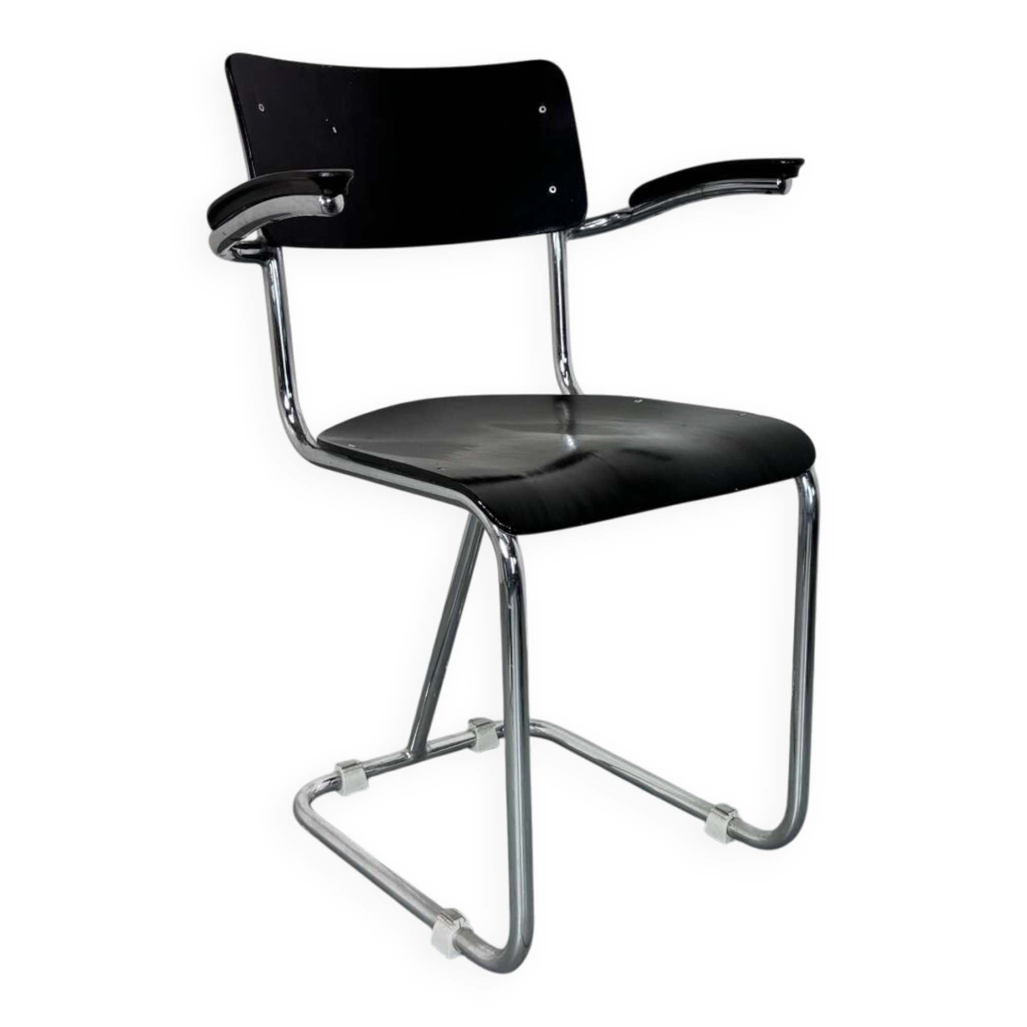 Chaise cantilever en acier chromé tubulaire Bauhaus vintage, années 1930