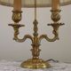 French Antique 2 Light Bronze Boulotte Table Lamp With Cream Pleated Shade