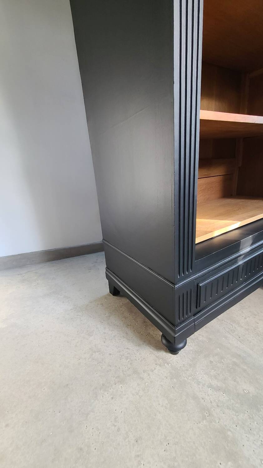 Old black oak bookcase drawer storage unit dresser shelf cabinet of curiosities